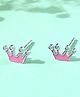 ShimmerTots Pink Crown Princess Screw Back Hypoallergenic 925 Silver Earrings- Pink