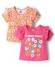 Doodle Poodle Cotton Knit Half Sleeves Printed Tops Pink 3-6 Months Pack of 2
