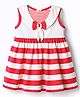 ToffyHouse Knit Sleeveless Striped Frock with Bow Applique - Red