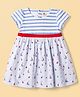 ToffyHouse Knit Half Sleeves Striped Frock with Boat Print - Off White