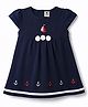 ToffyHouse Cotton Knit Half Sleeves Frock with Anchor & Boat Embroidery - Navy Blue