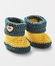 Knits & Knots crochet  Cuffed Button Booties - Yellow