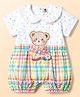 ToffyHouse Knitted Half Sleeves Polka Dots Printed Romper With Bear Patch - Yellow