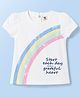 ToffyHouse Knitted Half Sleeves T-Shirts With Rainbow Print - White