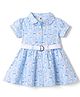 ToffyHouse Knit Half Sleeves Frock with Boat Print & Belt - Multicolor