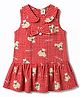 ToffyHouse Cotton Knit One Piece Dresses/Frocks Sleeveless Peter Pan Collar Teddy Bear Print Red 3-6 Months