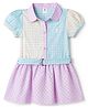 ToffyHouse Cotton Knit Half Sleeves Checks Frock with Belt - Multicolor