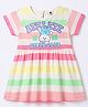 ToffyHouse Knit Half Sleeves Striped Frock with Bunny Print - Off White