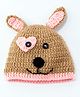 Knits & Knots Heart Motif Cap - Brown & Pink