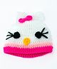 Knits & Knots Cap With Bow Applique - White & Pink
