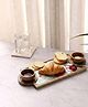 DULI Floral Mango Wood Snack Platter  16x7 Inches Chip & Dip Board with 2 Serving Bowls
