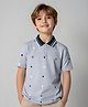 tior Cotton Woven Half Sleeves Abstract Printed Polo Tee - Grey