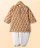 Babyhug Cambric Woven Full Sleeves Kurta Dhoti Set with Floral Print - Yellow