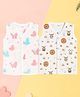 Kidbea Muslin Woven Pack Of 2  Sleeveless Butterflies & Tiger Printed Jhablas - White