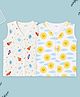 Kidbea Muslin Woven Pack Of 2 Sleeveless Space Theme & Suns Printed Jhablas - White