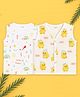 Kidbea Muslin Woven Pack Of 2 Sleeveless Duck & Rainbow  Printed Jhablas - White