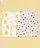 Kidbea Muslin Woven Pack Of 2 Sleeveless Duck & Stars Printed Jhablas - White
