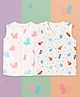 Kidbea Muslin Woven Pack Of 2 Sleeveless Butterflies & Space Theme Printed Jhablas - White