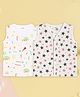 Kidbea Muslin Woven Pack of 2 Sleeveless Rainbow & Star Printed Jhablas - White