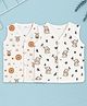 Kidbea Muslin Woven Pack of 2 Sleeveless Animals Printed Jhablas - White