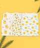 Kidbea Muslin Woven Pack Of 3 Sleeveless Birds & Sun Printed Jhablas - White