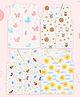 Kidbea Muslin Woven Pack Of 4 Sleeveless Animal Space Theme & Butterfly Printed Jhablas - White