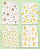 Kidbea Muslin Woven Pack Of 4 Sleeveless Animals & Sun  Printed Jhablas - White