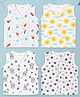 Kidbea Muslin Woven Pack Of 4 Sleeveless Space Theme & Animals  Printed Jhablas - White