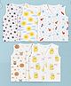 Kidbea Muslin Woven Pack Of 5 Sleeveless Space Theme & Animals Printed Jhablas - White