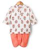 Babyhug Cambric Woven Full Sleeves Floral Printed Kurta & Dhoti Set - White