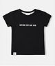 Ollypop Cotton Knit Half Sleeves T-Shirt With Text Print - Black