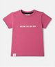 Ollypop Cotton Knit Half Sleeves T-Shirt With Text Print - Pink