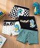 The little lookers Cotton Knit Pack Of 4 Checked & Dinosaur Printed Boxers - Multi Colour
