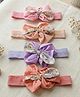 Funkrafts Set Of 4 Floral Printed Bow Applique Detailed Headband - Multi Colour