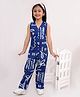 Titrit Cotton Woven Sleeveless Abstract Printed Coordinating Top & Pant Set - Blue
