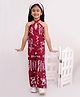 Titrit Cotton Woven Sleeveless Abstract Printed Coordinating Top & Pant Set - Maroon