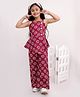 Titrit Cotton Woven Sleeveless Abstract Printed Coordinating Top & Pant Set - Maroon
