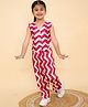 Titrit Cotton Woven Sleeveless Chevron Printed Coordinating Top & Pant Set - Beige