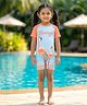 Kiddopanti Half Raglan Sleeves Flamingo Printed Swimsuit - Peach & Aqua