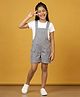 Kiddopanti Cotton Woven Sleeveless Solid Cargo Style Dungaree - Light Grey