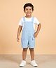 Kiddopanti Cotton Woven Sleeveless Solid Cargo Style Dungaree - Light Blue
