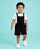 Kiddopanti Denim Woven Sleeveless Solid Dungaree - Black