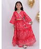 BownBee Pure Cotton Woven Three Fourth Sleeves Tie & Dye Lace Embellished Lehenga & Choli Set - Red