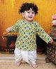 BownBee Pure Cotton Woven Full Sleeves Lion Printed Kurta & Dhoti Set - Green