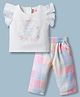 Twetoons Woven Half Sleeves Top & Capri Set With Floral Print - Multicolor