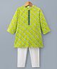 Babyhug Cambric Woven Full Sleeves Kurta Pyjama Set with Floral Print - Green