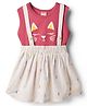 Twetoons Woven Sleeveless Top & Skirt Set with Cat Print - Maroon