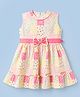 Twetoons Woven Sleeveless Floral Printed Frock With Bow Applique - Pink