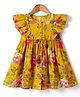 Babyhug Cambric Woven Sleeveless Floral Printed Ethnic Dress - Mustard