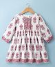 Babyhug Cambric Woven Three Forth Sleeves Floral Printed Ethnic Dress - White